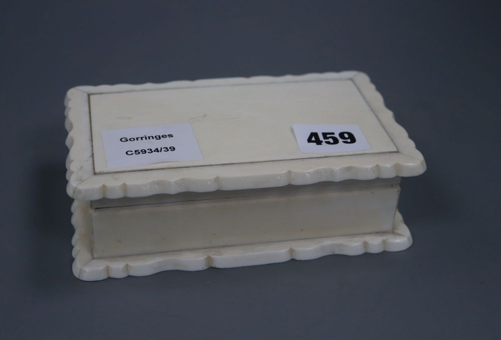 An ivory box, width 15cm